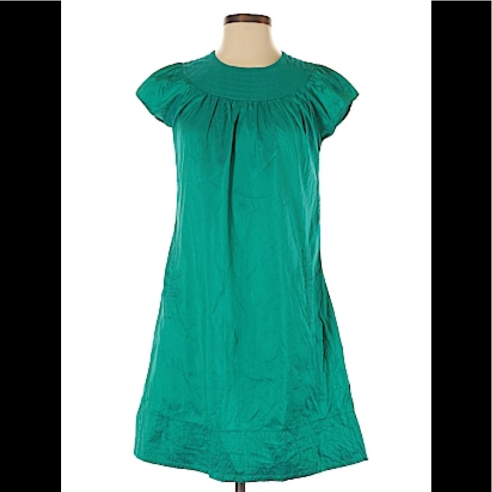 Calypso Teal Green Silk Short Sleeve Dress